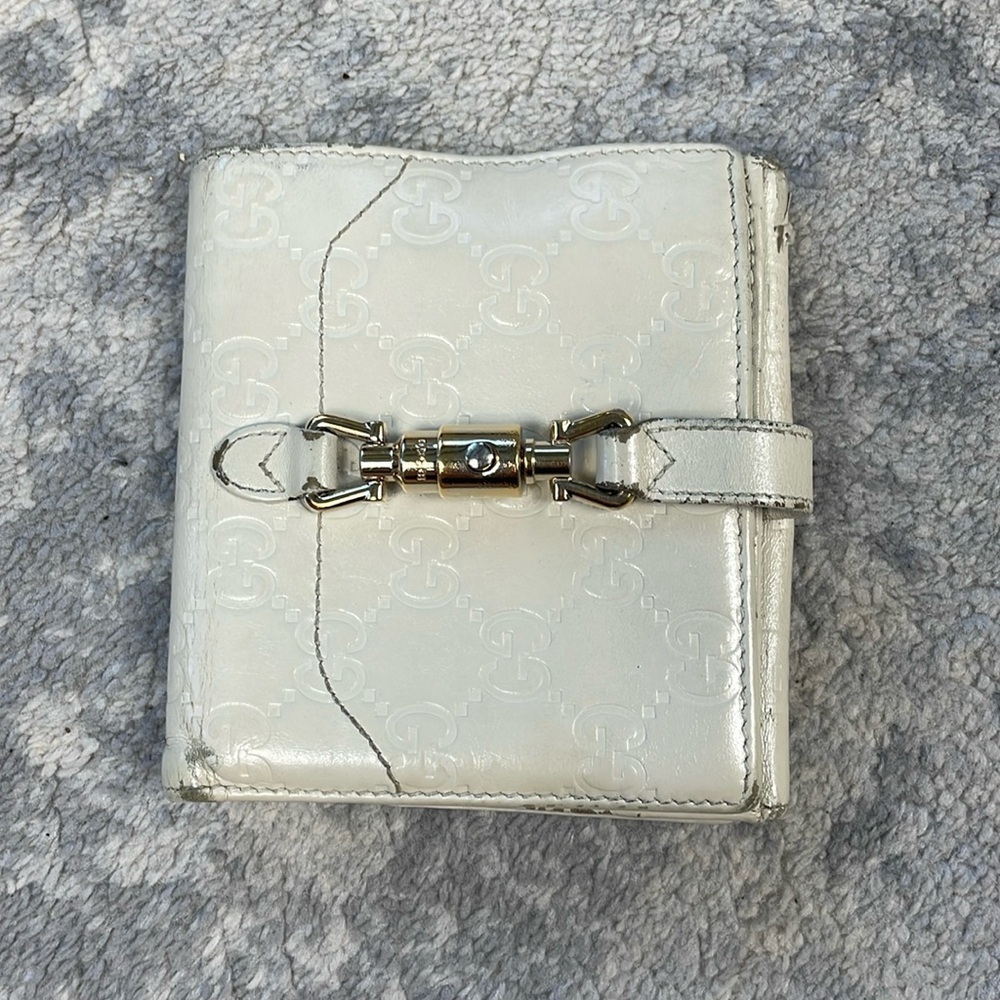 Gucci Guccissima Leather GG Logo Compact Bifold Wallet Piston Jackie Ivory - Picture 3 of 17
